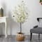 5ft. Artificial White Bougainvillea Tree with Basket